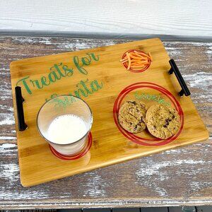 Treats for Santa Cookie Tray Cutting Board Resin Wood Cutting Board Charcuterie